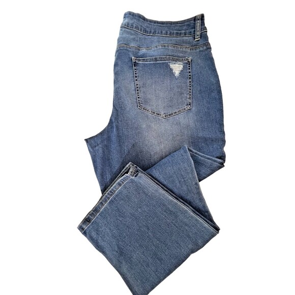 Chico's Platinum Distressed Skimmer Ankle Jeans Medium Wash Size 3.5 - Picture 3 of 8